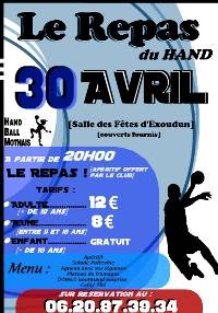 Affiche du repas du hand 2011